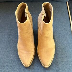 Madden Girl tan heeled booties